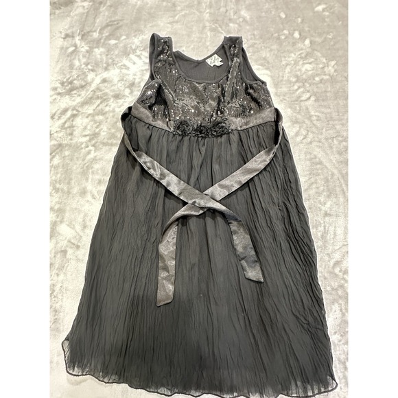 D-Signed Disney‎ Dress Girls 14/16 Large Black Tie Back Sequins Sleeveless EUC - Picture 1 of 12